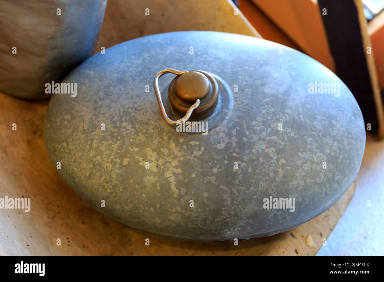 Antique bedpan of zinc Stock Photo Alamy