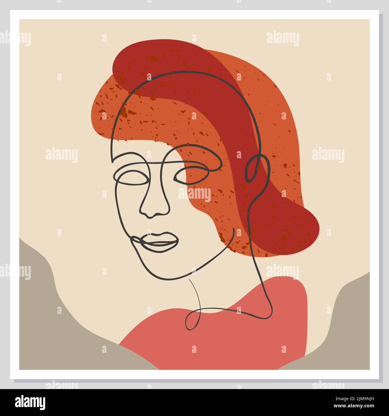 Abstract woman portrait. Vector trendy one line minimal illustration of ...