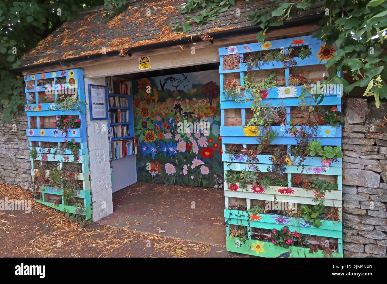 Bus shelter library, at Stroud, Gloucestershire, England, UK