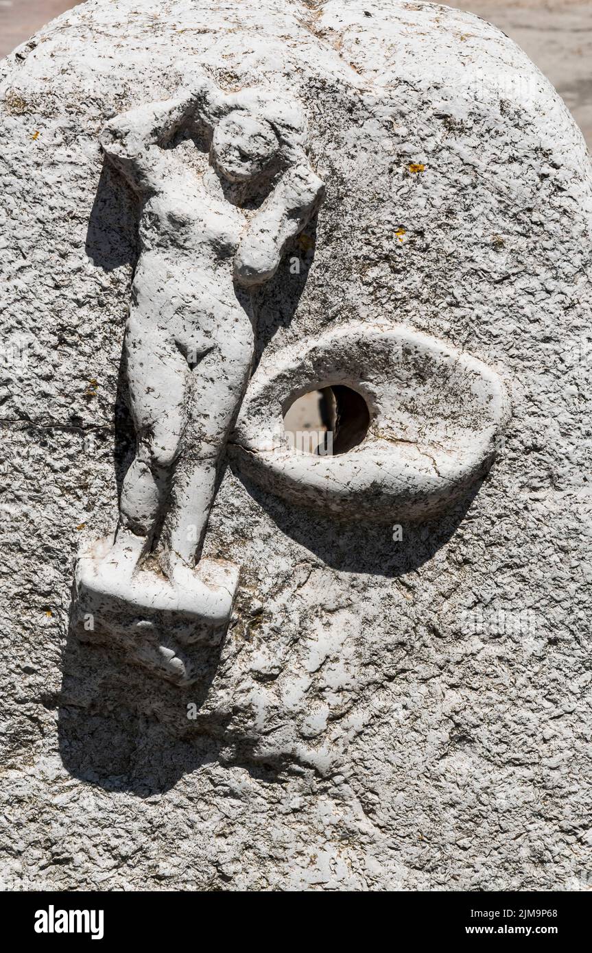 Detail of a Roman fountain in the Herculaneum excavation, Naples, Italy Stock Photo