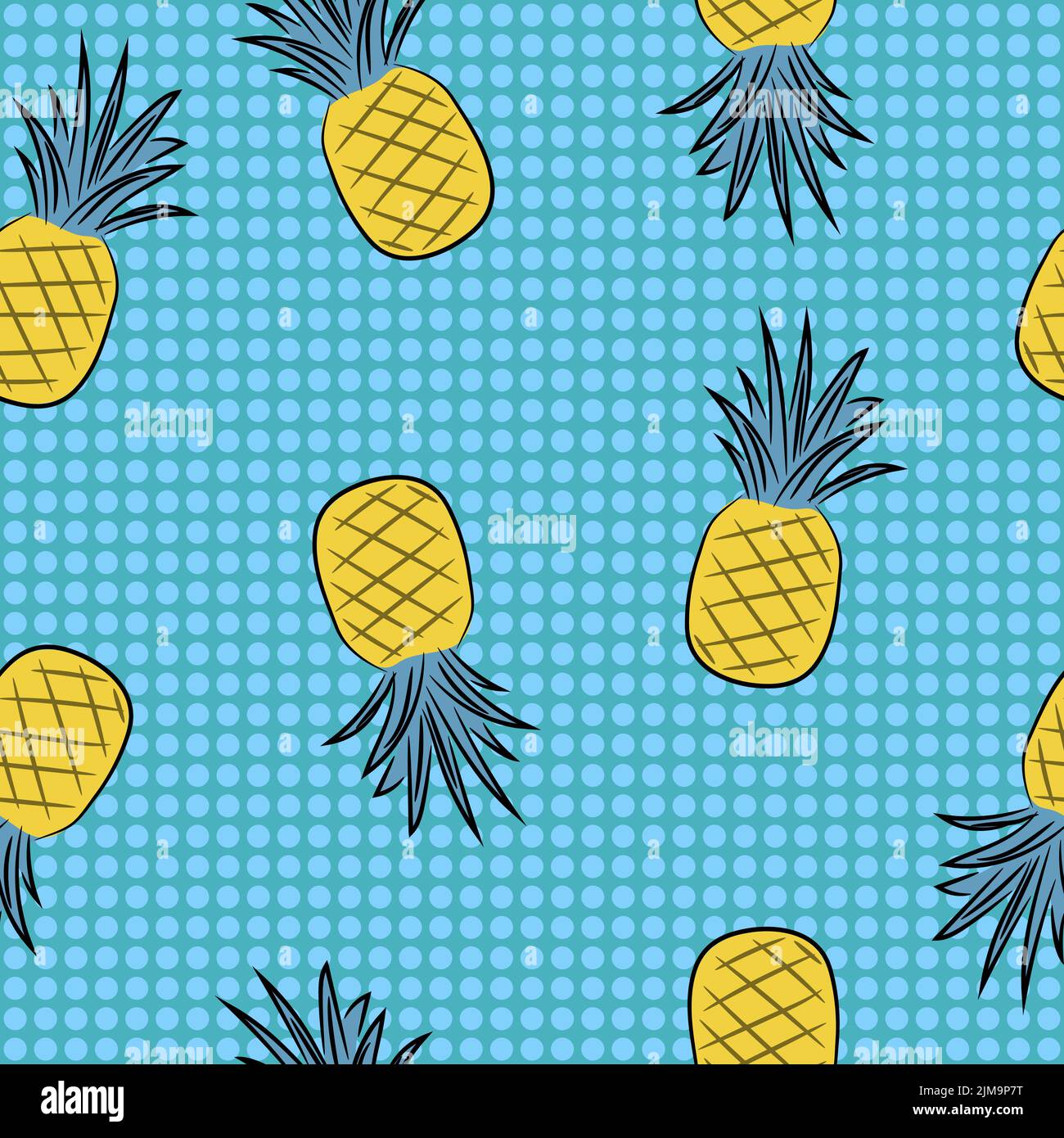 Seamless hand drawn pineapple pattern. Vector fruit background Stock ...