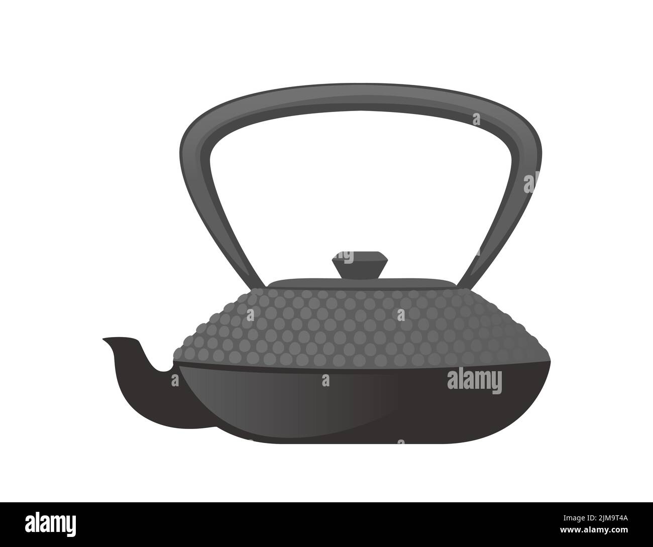 Black ceramic teapot for green matcha tea ceremony vector illustration