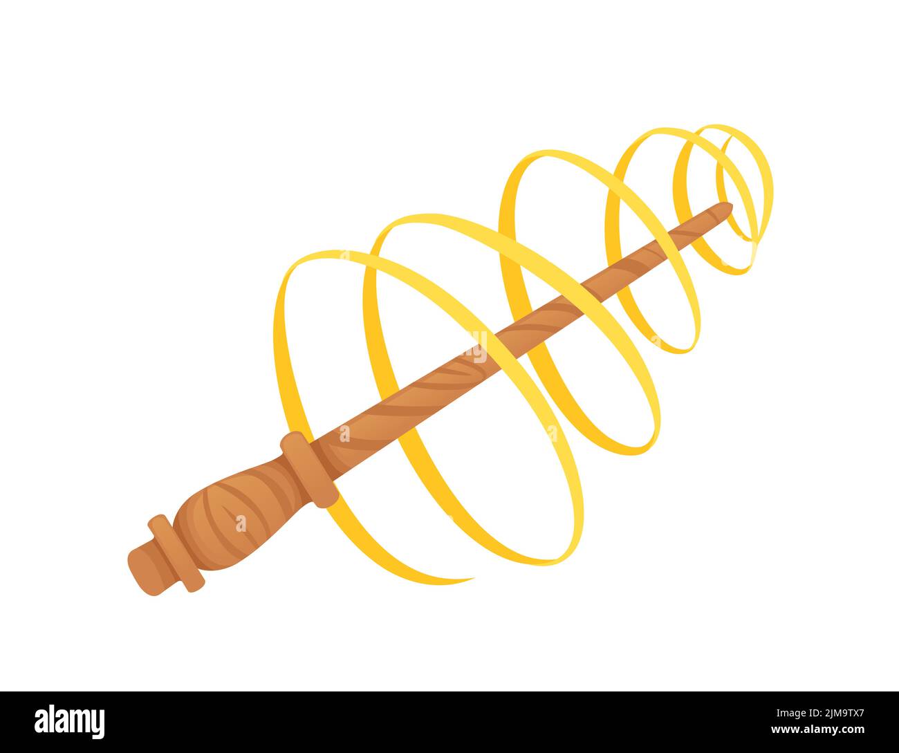 Wooden magic wand with magic wand swirl effect vector illustration isolated on white background Stock Vector