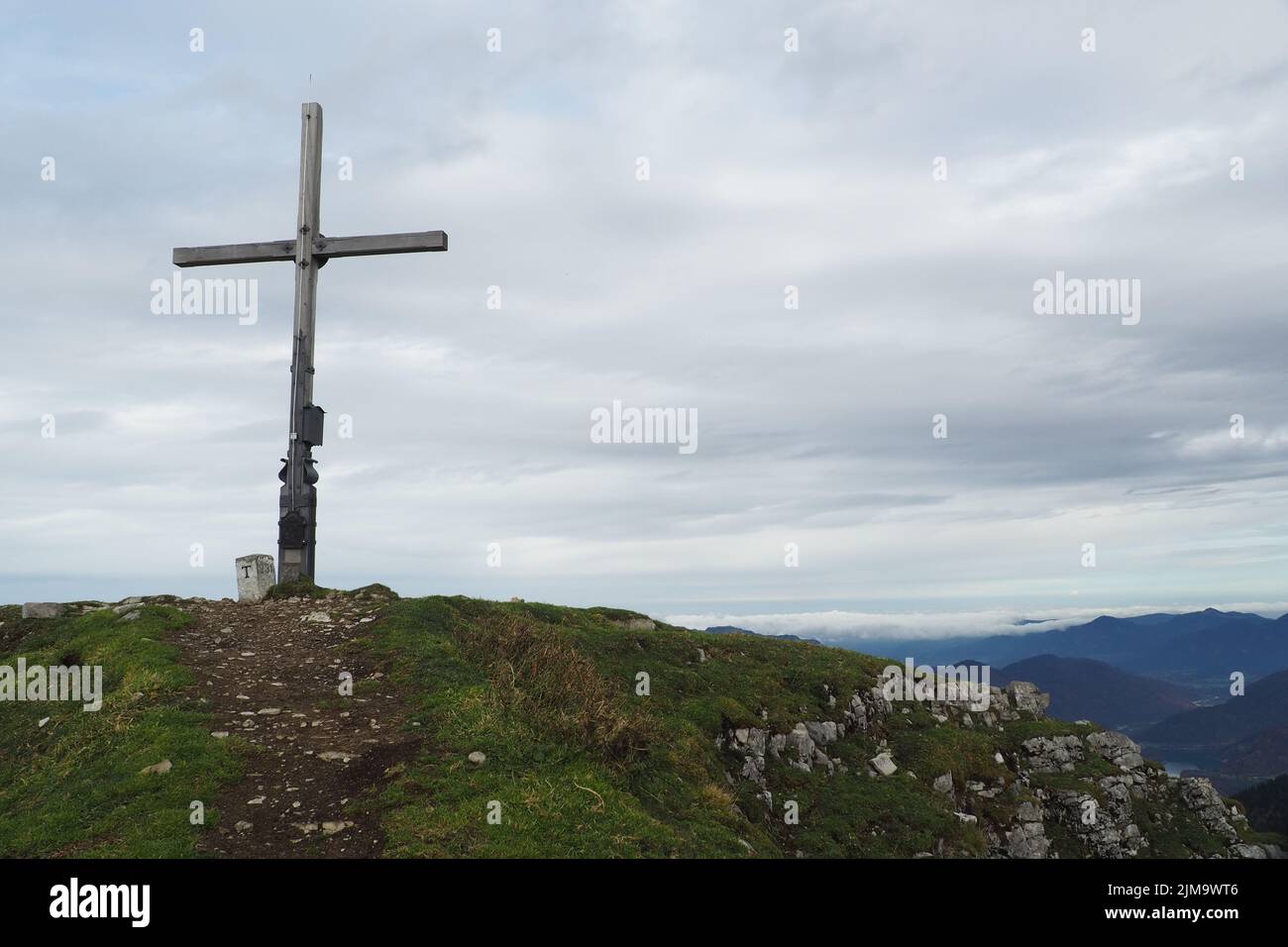 Wooden cross on hill hi-res stock photography and images - Alamy