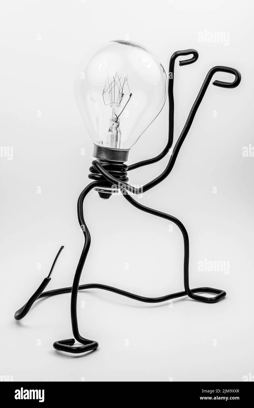 Fantasy figure of a light bulb and wire Stock Photo - Alamy