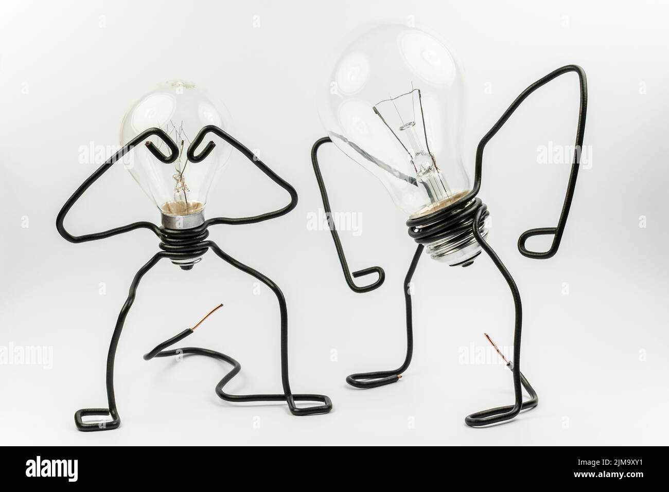 Fantasy figures of light bulbs and wires Stock Photo