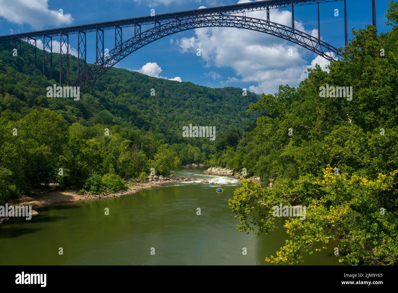 Rafters at the New River Gorge Bridge in West Virginia Stock Photo