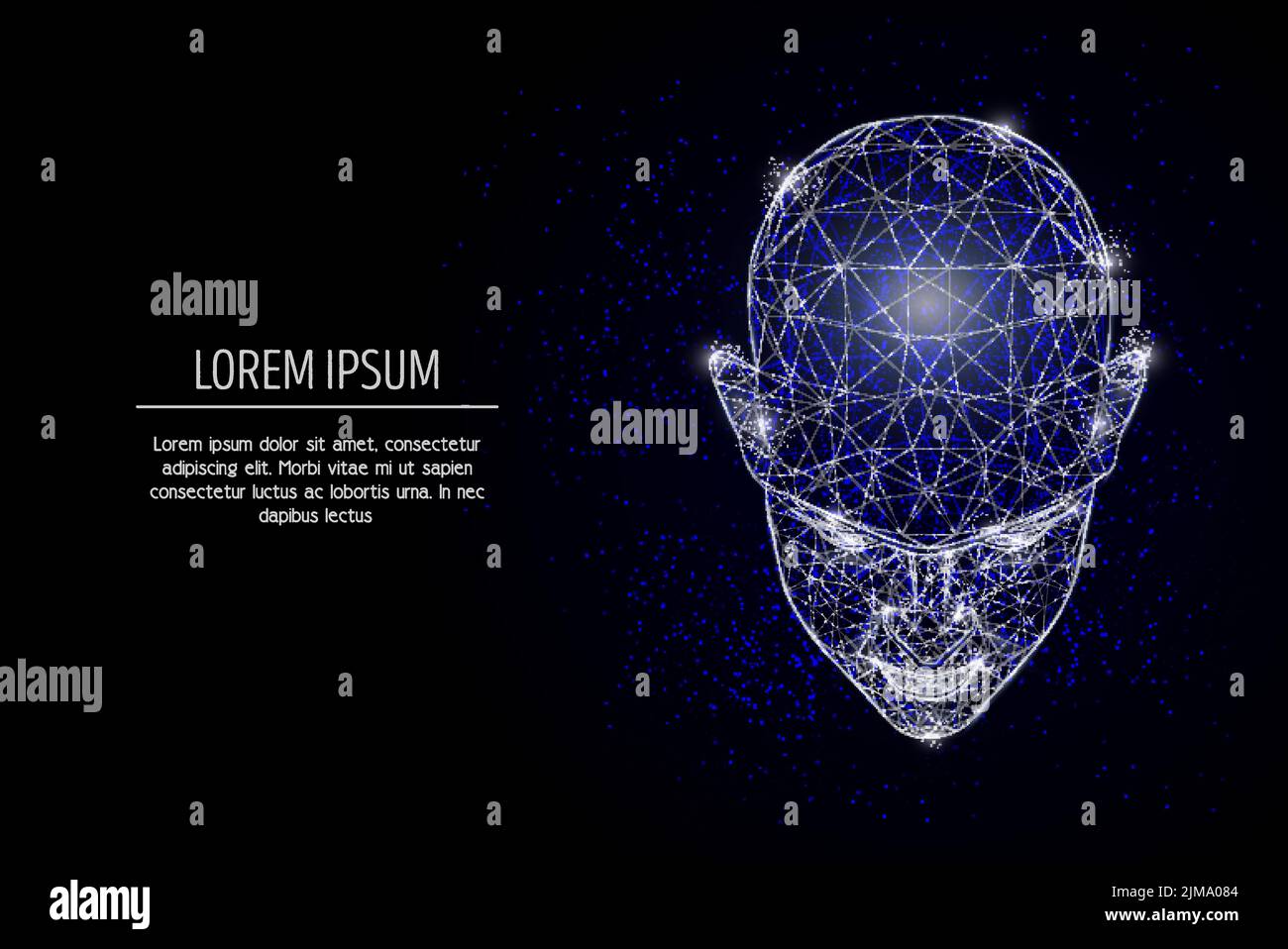 Human head low poly wireframe mesh made of points, lines and shapes ...