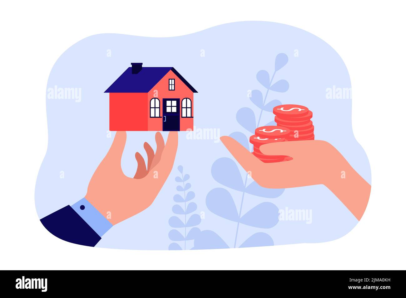 Offer to exchange house for cash money between agent and user. Human