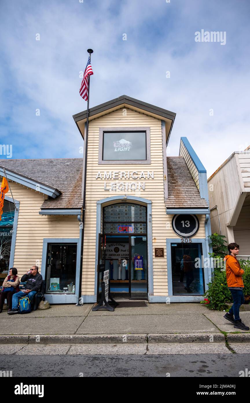 Sitka, Alaska July 26, 2022 View of Sitka's historic main street