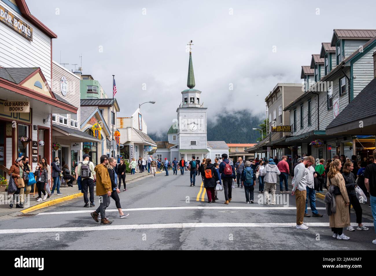 Sitka, Alaska July 26, 2022 View of Sitka's historic main street