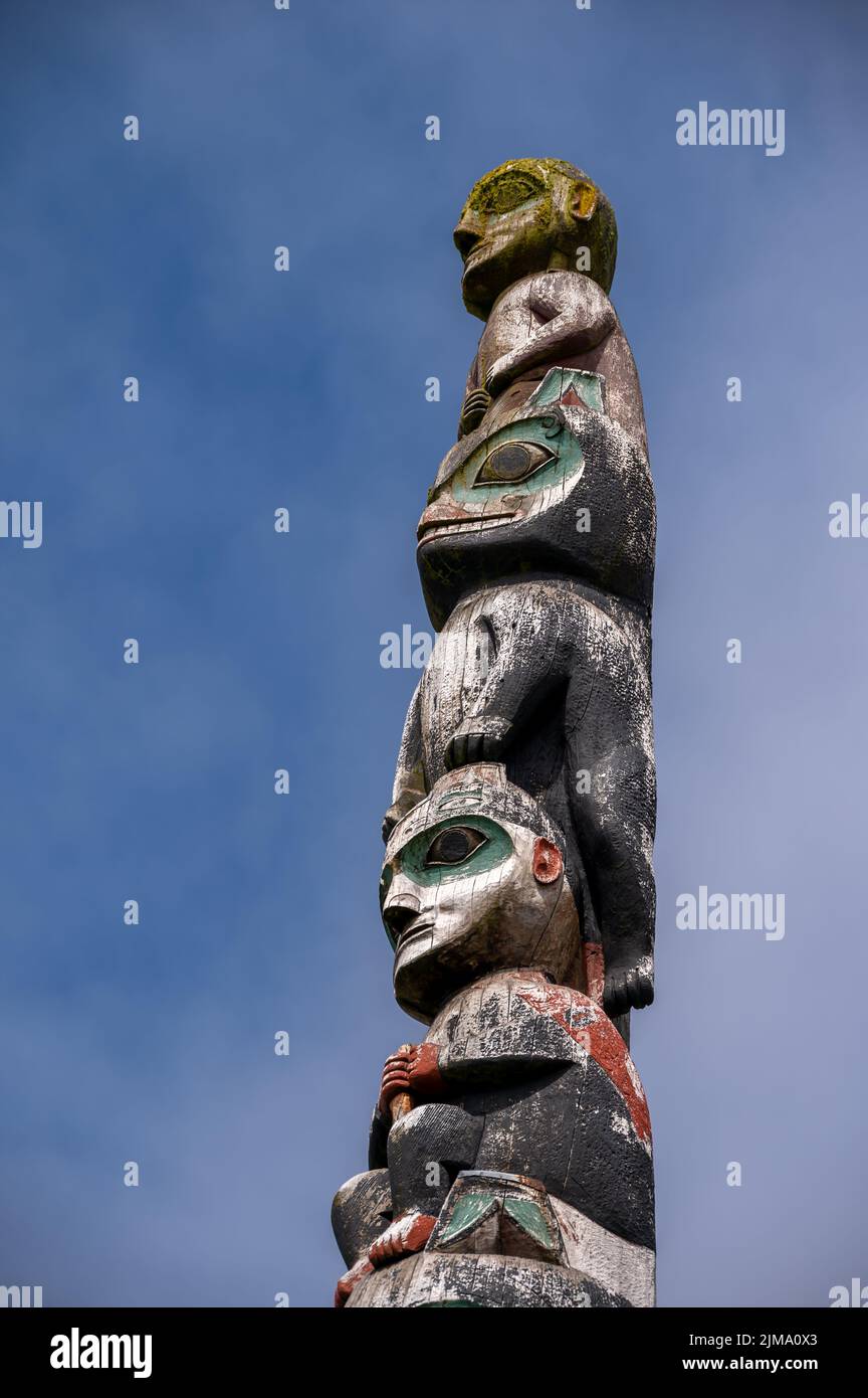 Detail of totem pole in Sitka, Alaska Stock Photo - Alamy