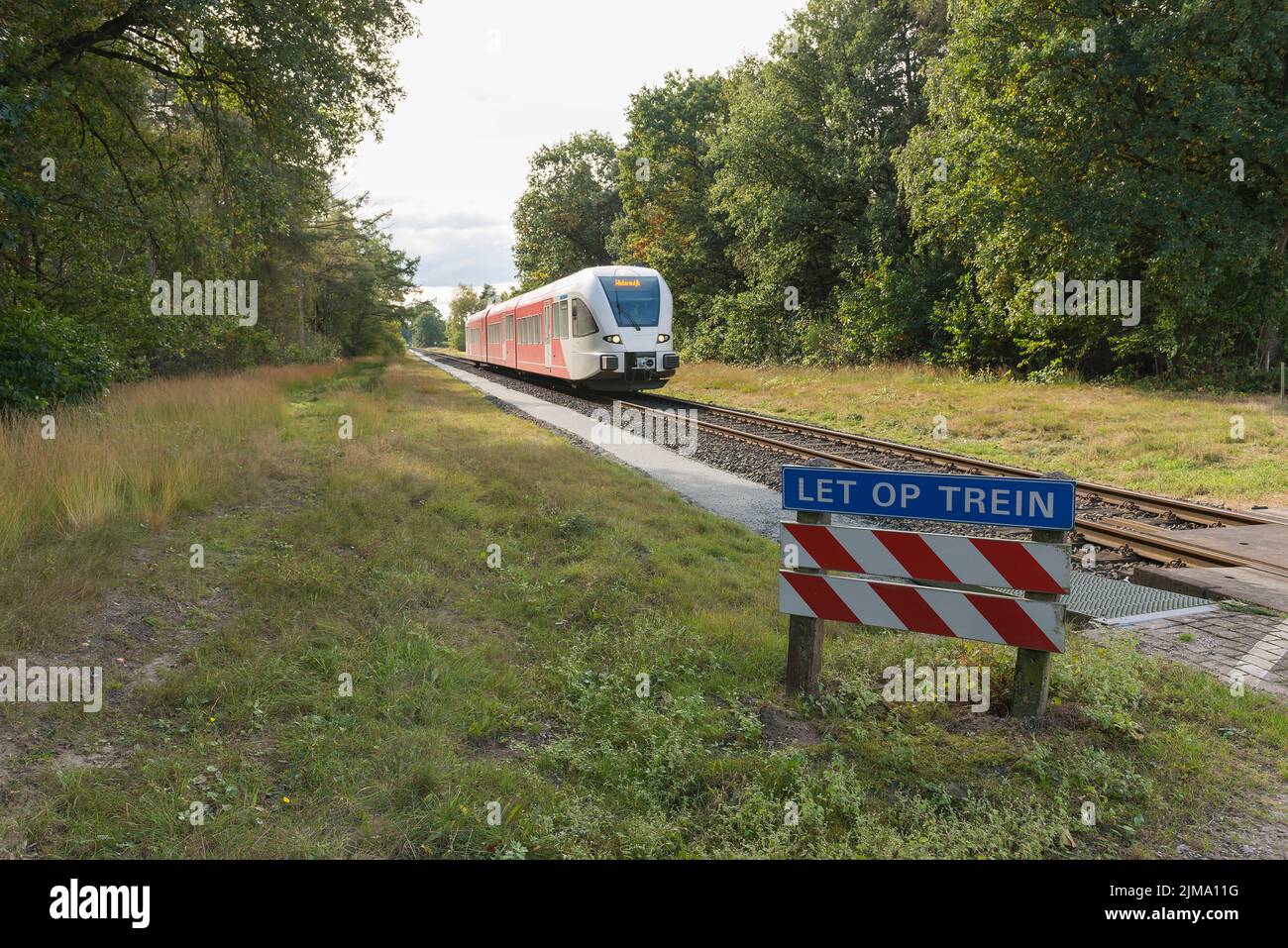 Diesel train in the Achterhoek region between Aalten and Winterswijk Stock Photo