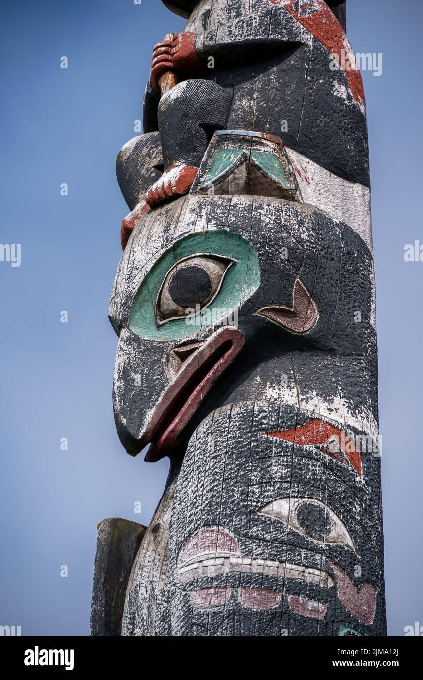 Detail of totem pole in Sitka, Alaska Stock Photo - Alamy