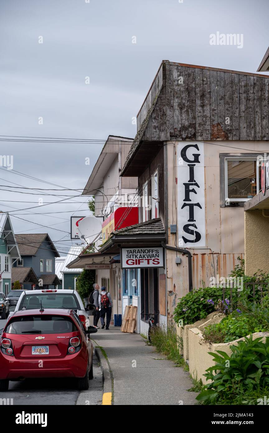 Sitka, Alaska July 26, 2022 View of Sitka's historic main street