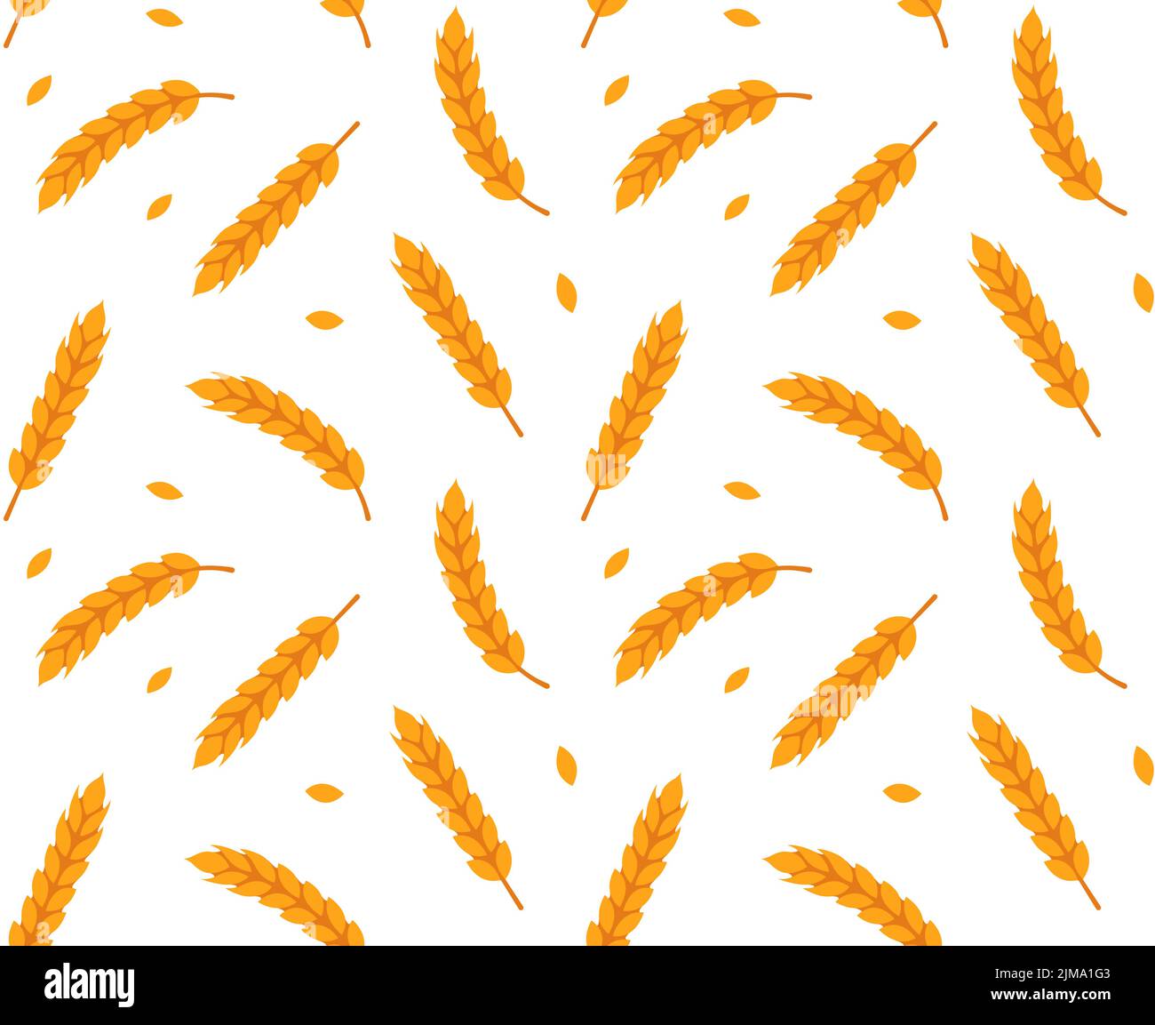 Seamless pattern of ears of wheat. Bread making and crop harvest background. Simple vector cartoon style. Stock Vector