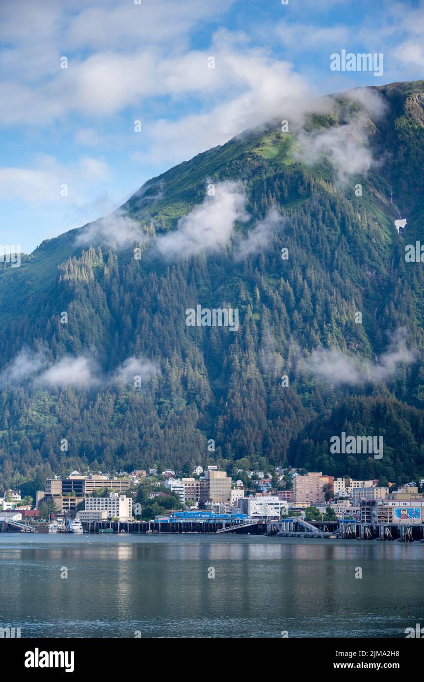 View of Juneau Alaska skyline and docks from the water Stock Photo Alamy