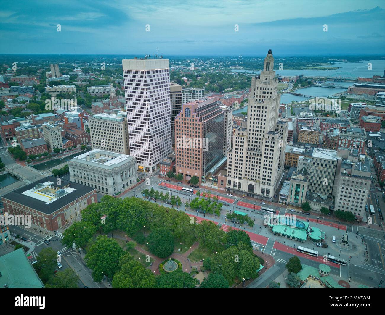 An aerial view of downtown Providence, Rhode Island RI, USA Stock Photo