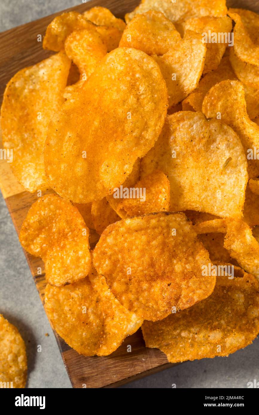 Crunchy Barbecue BBQ Potato Chips Ready to Eat Stock Photo