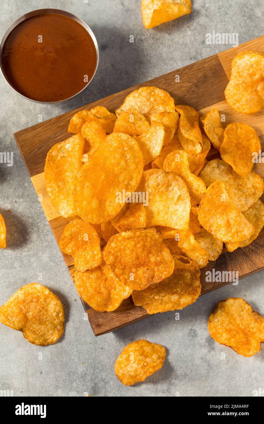 Crunchy Barbecue BBQ Potato Chips Ready to Eat Stock Photo Alamy