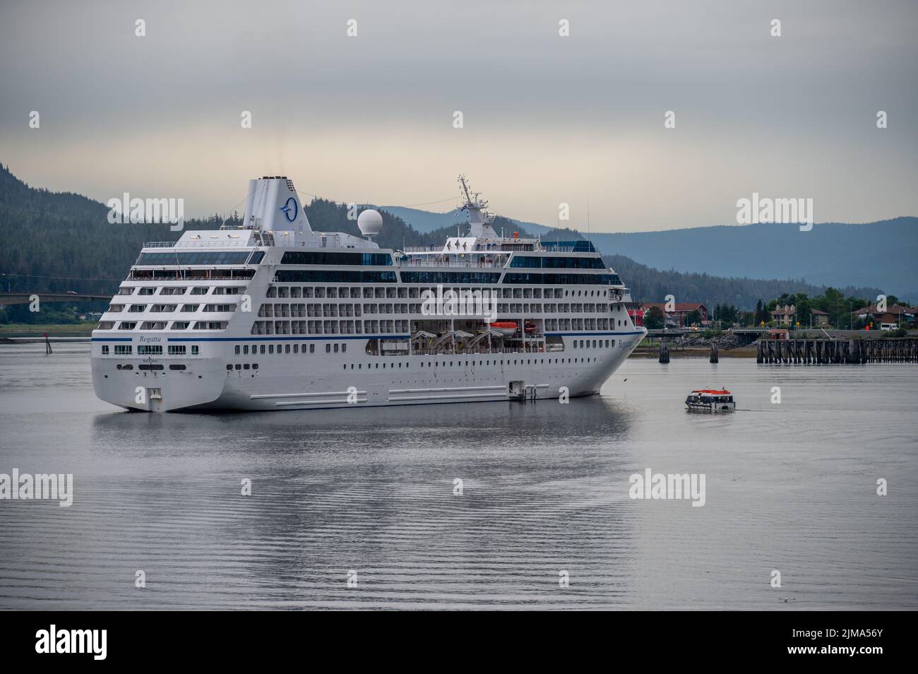 Juneau, Alaska - July 27, 2022: Oceania Regatta cruise ship at the