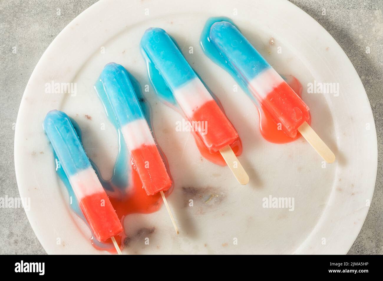 Homemade Red White Blue Popsicle Ready to Eat for the Summer Stock Photo