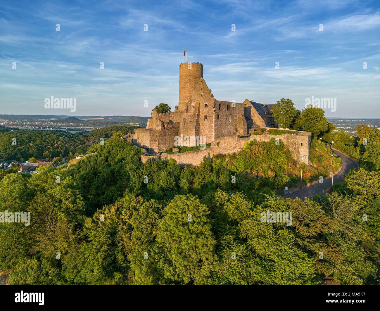 Gleiberg Castle from aerial view, Wettenberg, Hesse Germany Stock Photo