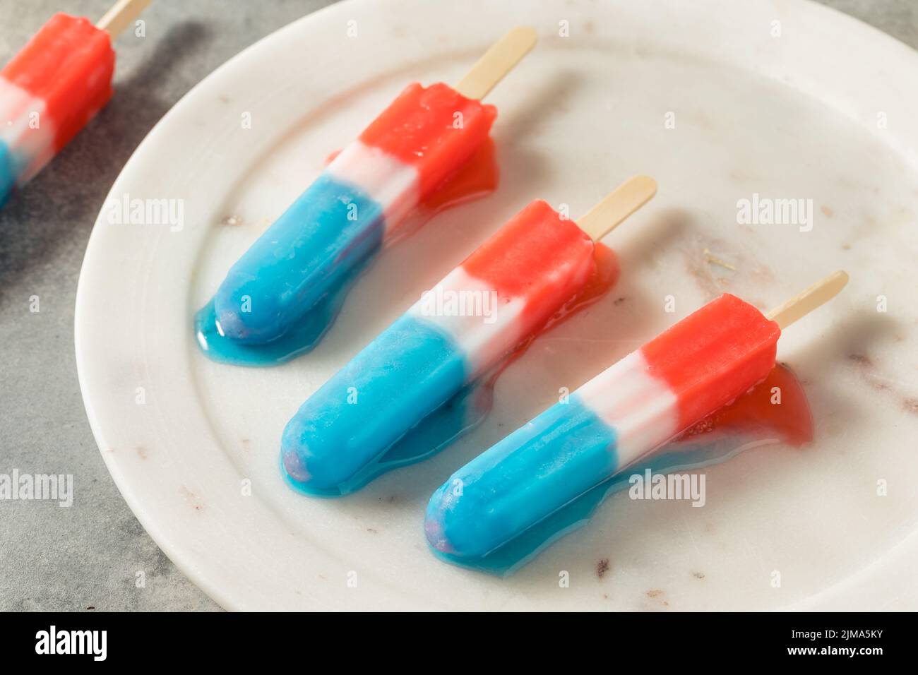Homemade Red White Blue Popsicle Ready to Eat for the Summer Stock Photo