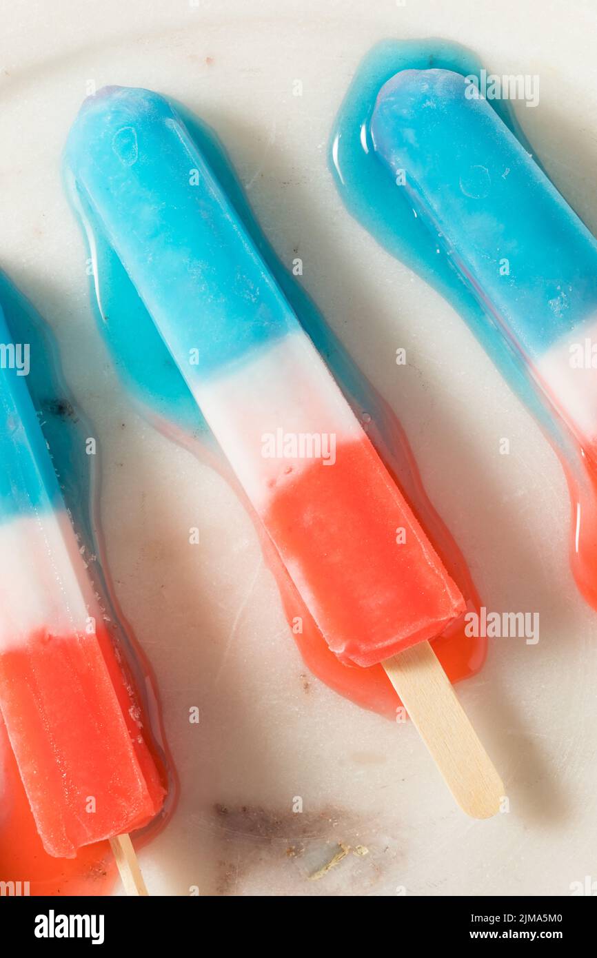 Homemade Red White Blue Popsicle Ready to Eat for the Summer Stock Photo