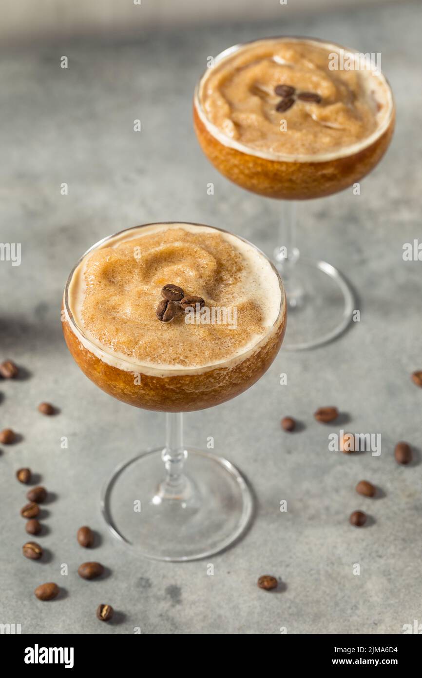 Boozy Frozen Espresso Martini Slushie Cocktail with Vodka Stock Photo