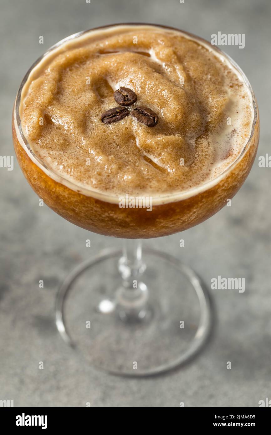 Boozy Frozen Espresso Martini Slushie Cocktail with Vodka Stock Photo