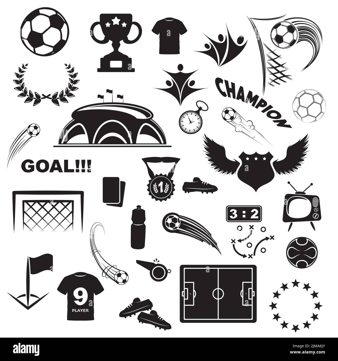 Black sport balls set silhouettes Stock Vector Image & Art - Alamy