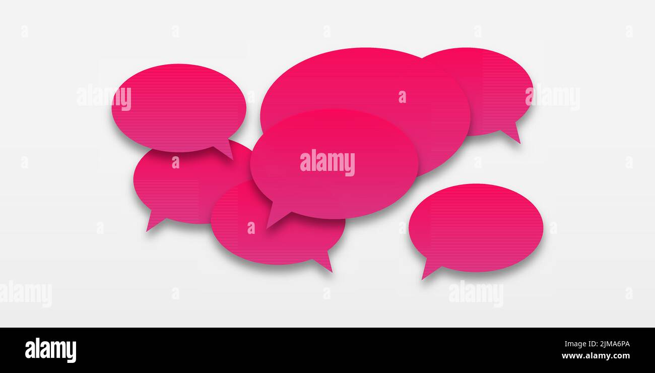 Vector pink or purple gradient sticker set with speech bubbles ...