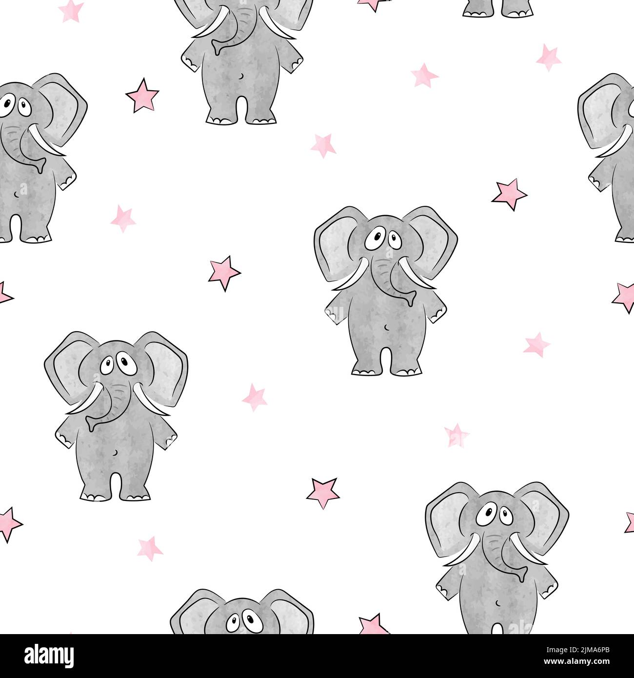 Funny elephants seamless pattern. Vector background for kids Stock ...