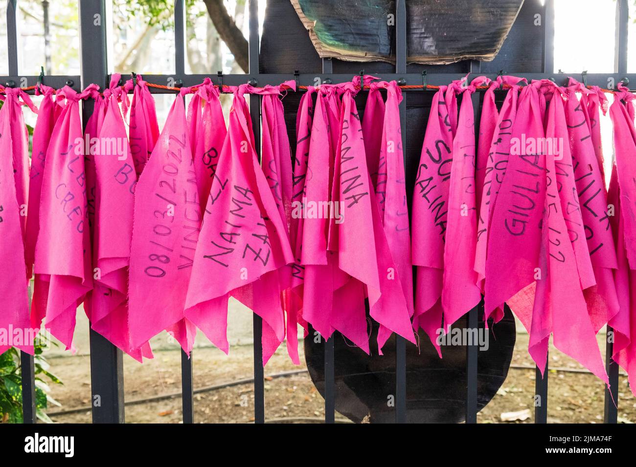 Italy, Friuli Venezia Giulia, Trieste, symbols against femicide Stock Photo