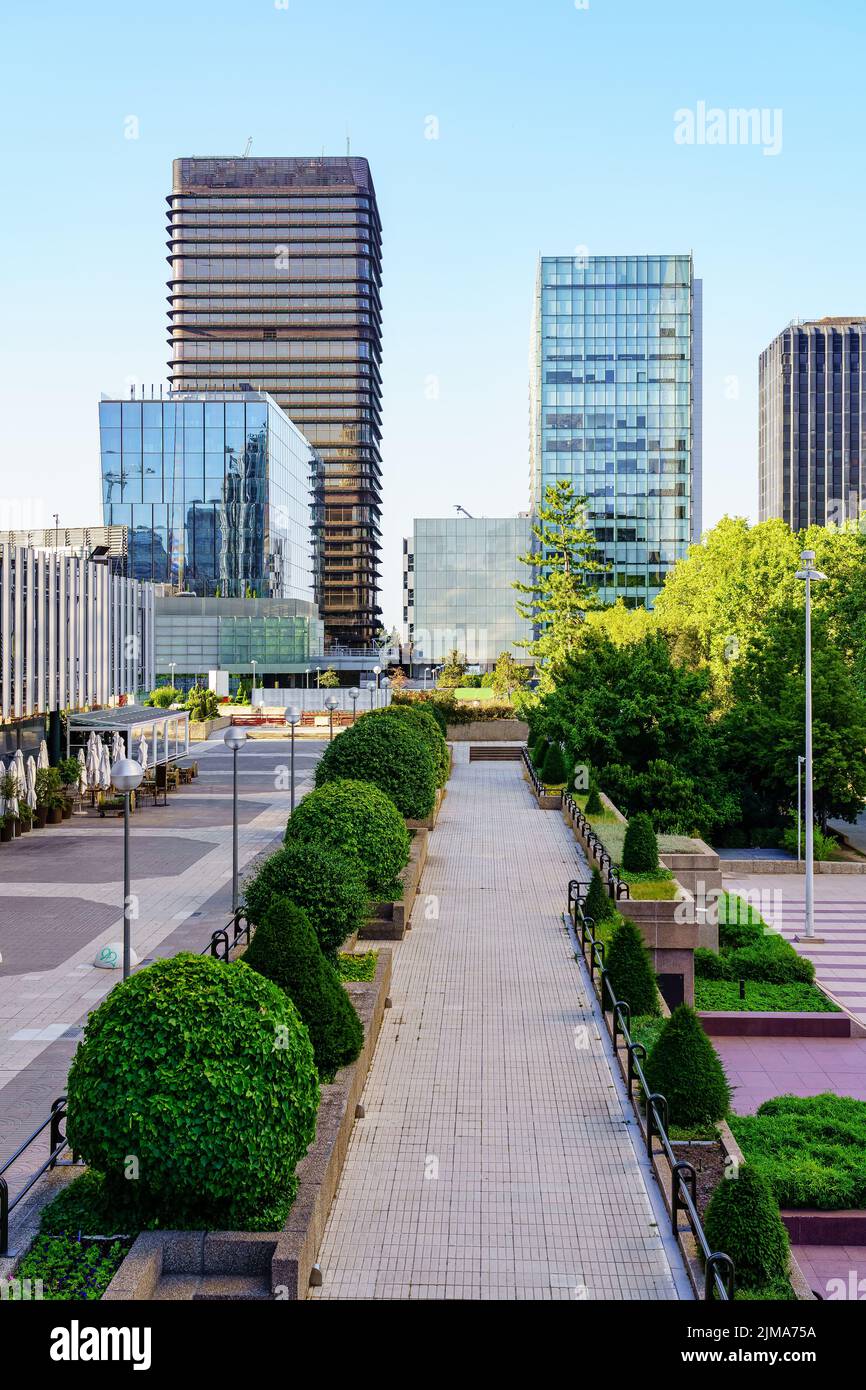 Financial district in the center of Madrid with modern buildings