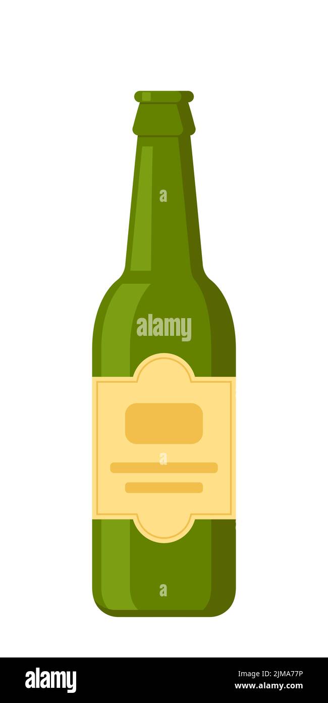 Green beer bottle on white background. Flat style vector illustration ...