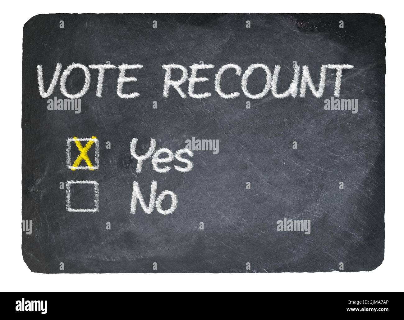 Vote recount concept using chalk on slate blackboard Stock Photo