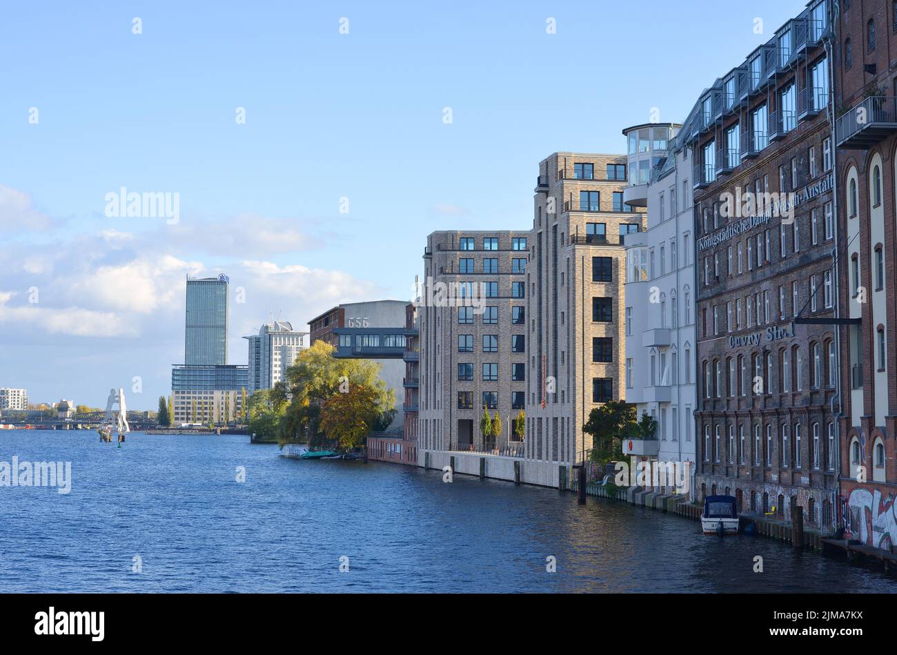 Berlin, Germany, view to the Kreuzberg river bank with typical architecture Stock Photo