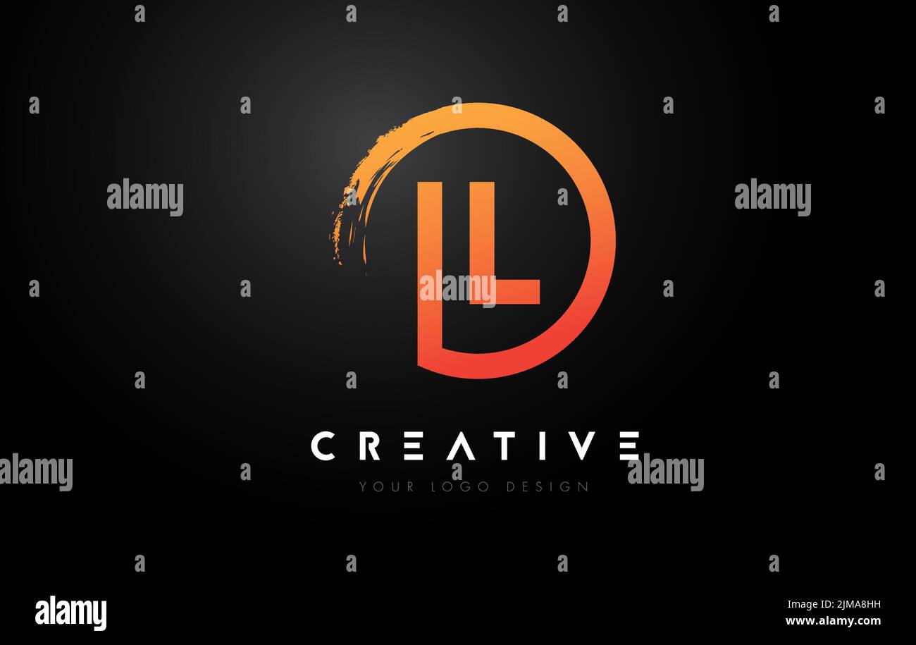 Orange IL Circular Letter Logo with Circle Brush Design and Black ...