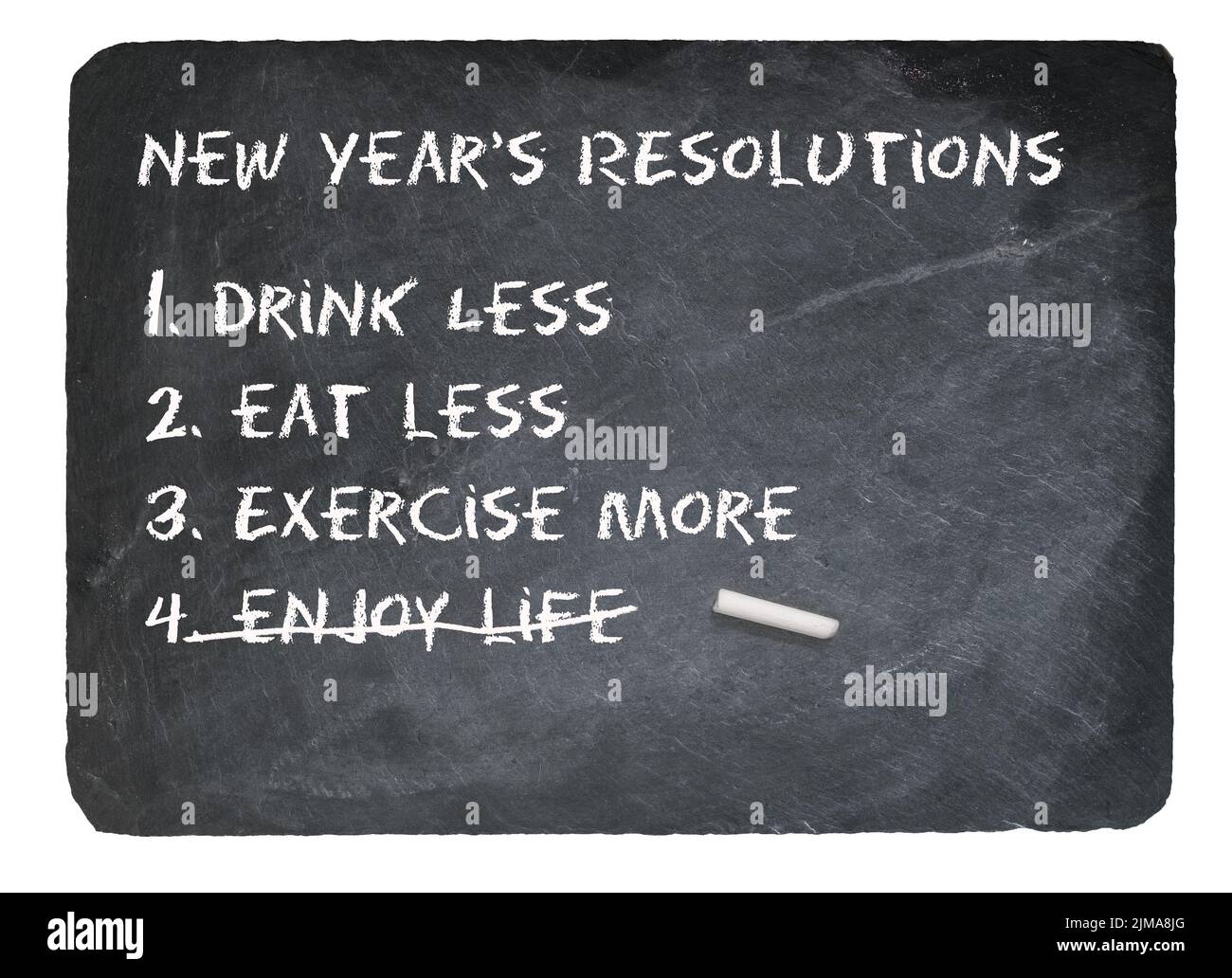 New Years resolution concept using chalk on slate blackboard Stock Photo