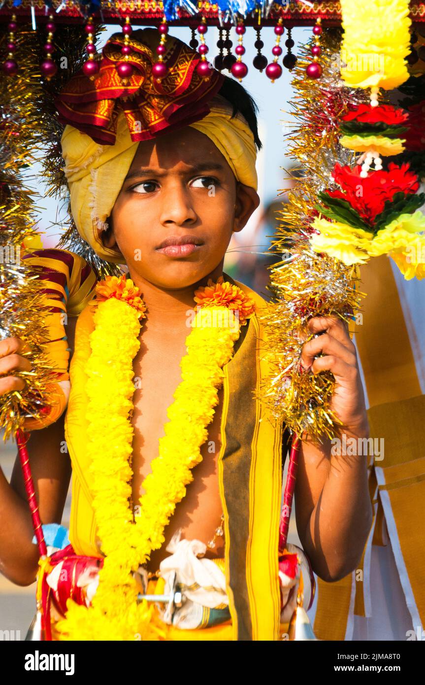 Boy devotee Thaipusam festival Stock Photo