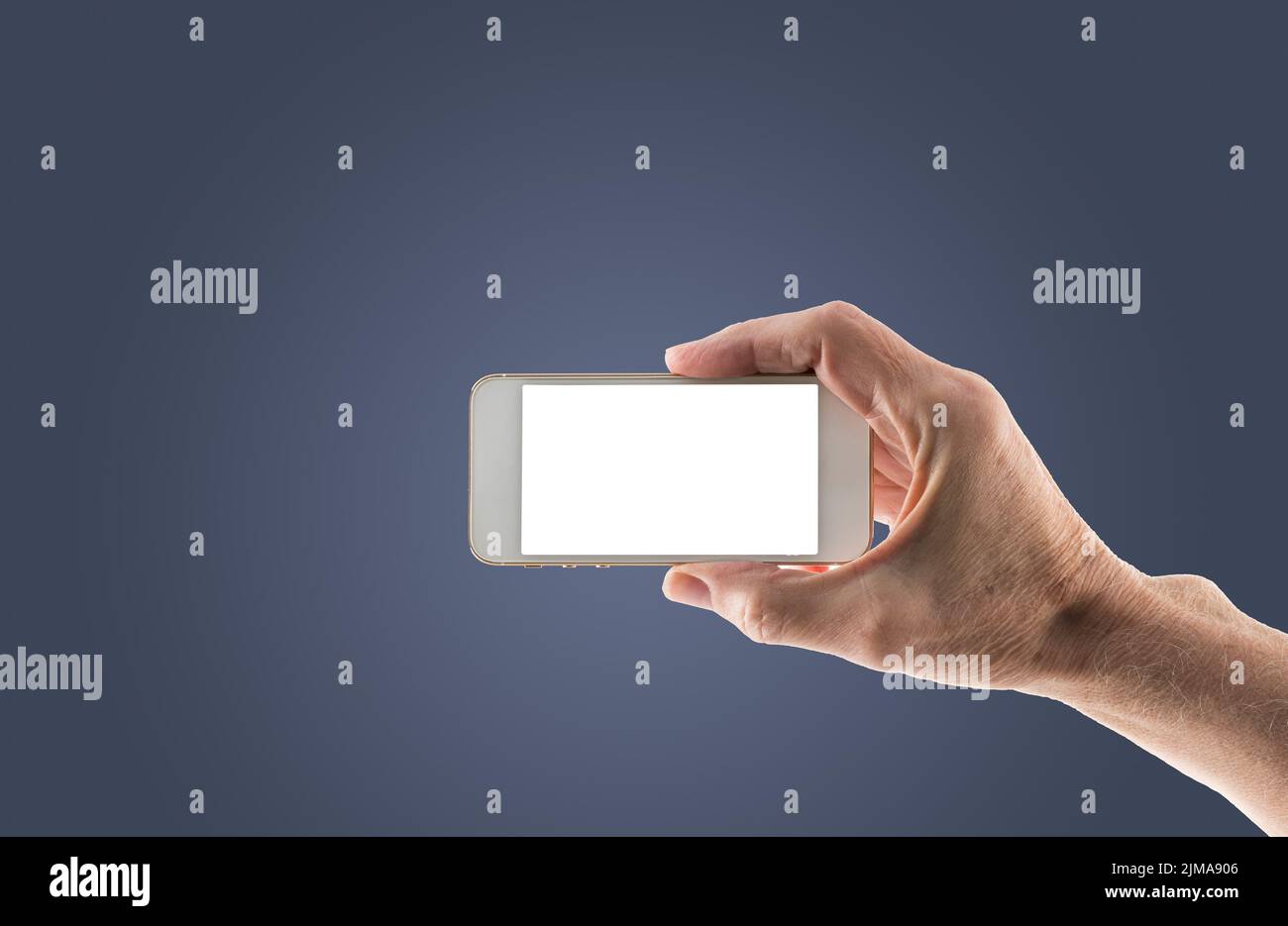 Male right hand holding smartphone with blank screen Stock Photo - Alamy