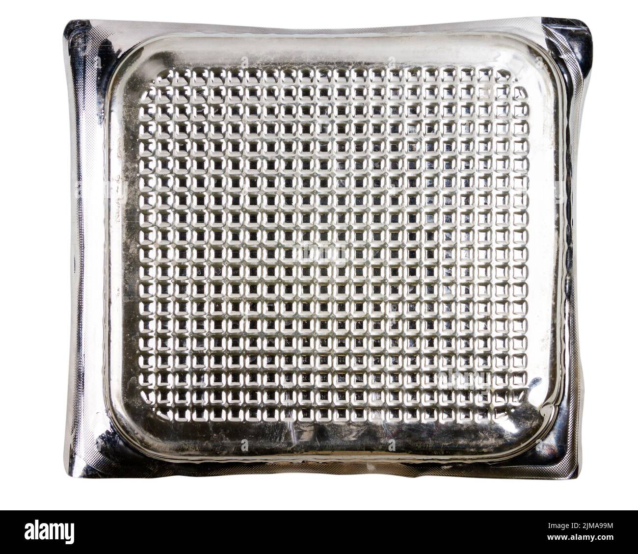 Silver plastic disposable food tray isolated on white background Stock