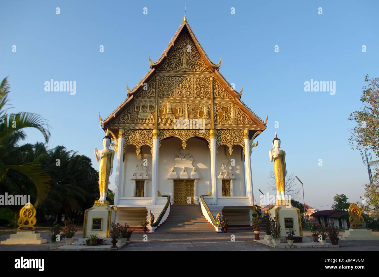 Laos Temple Ordination Hall Stock Photo