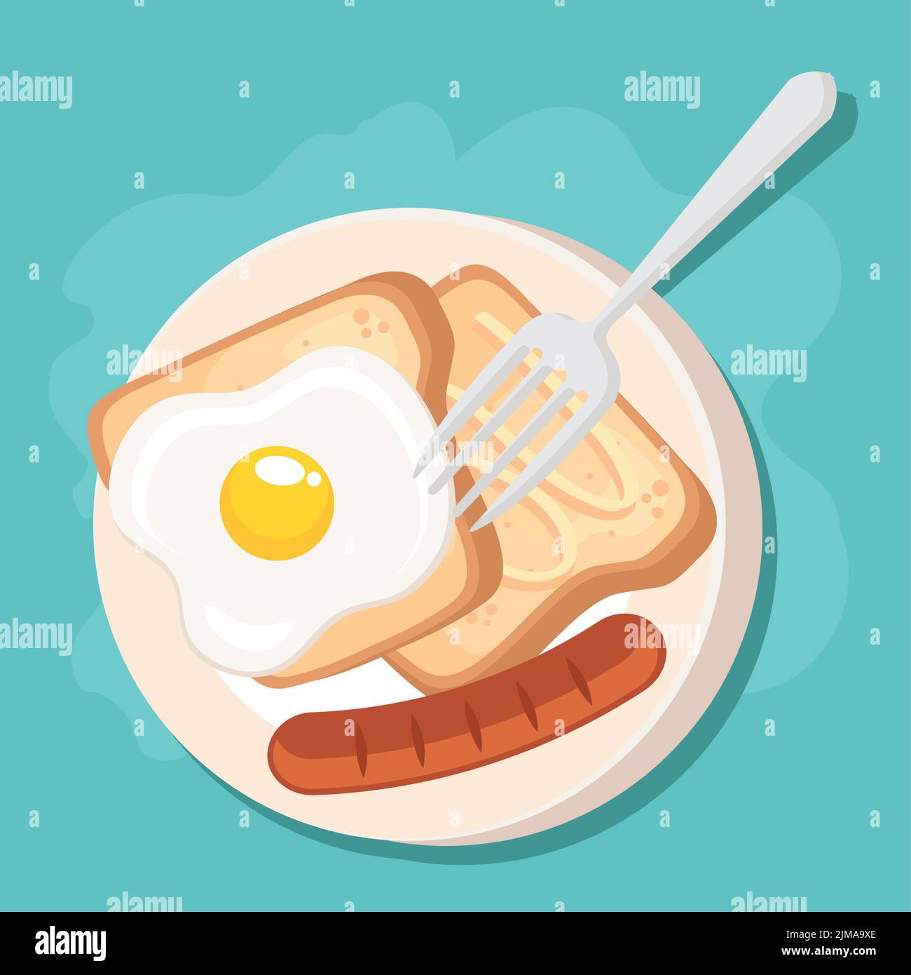 egg fried with breads Stock Vector