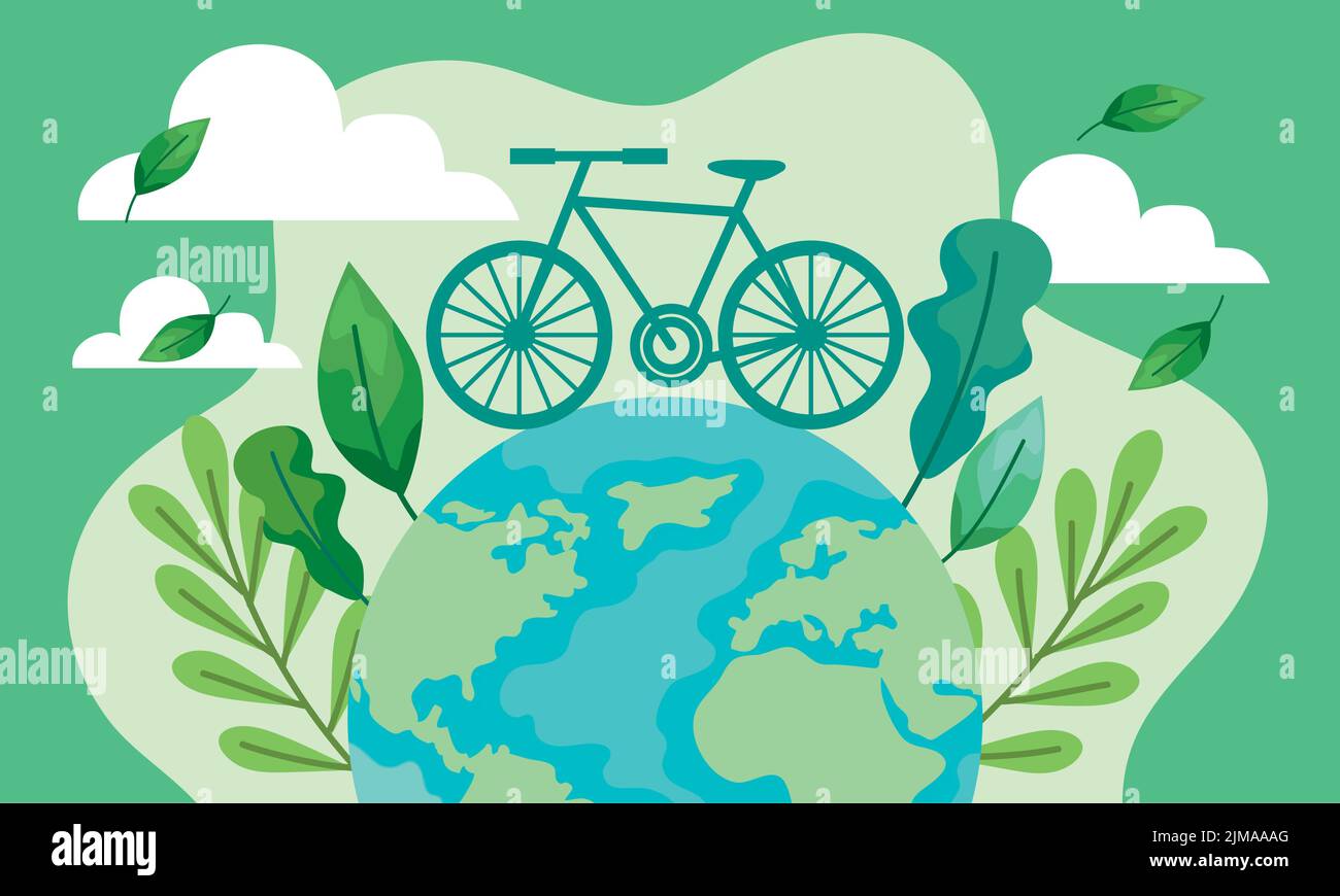 car free day poster with bike and earth Stock Vector Image & Art - Alamy