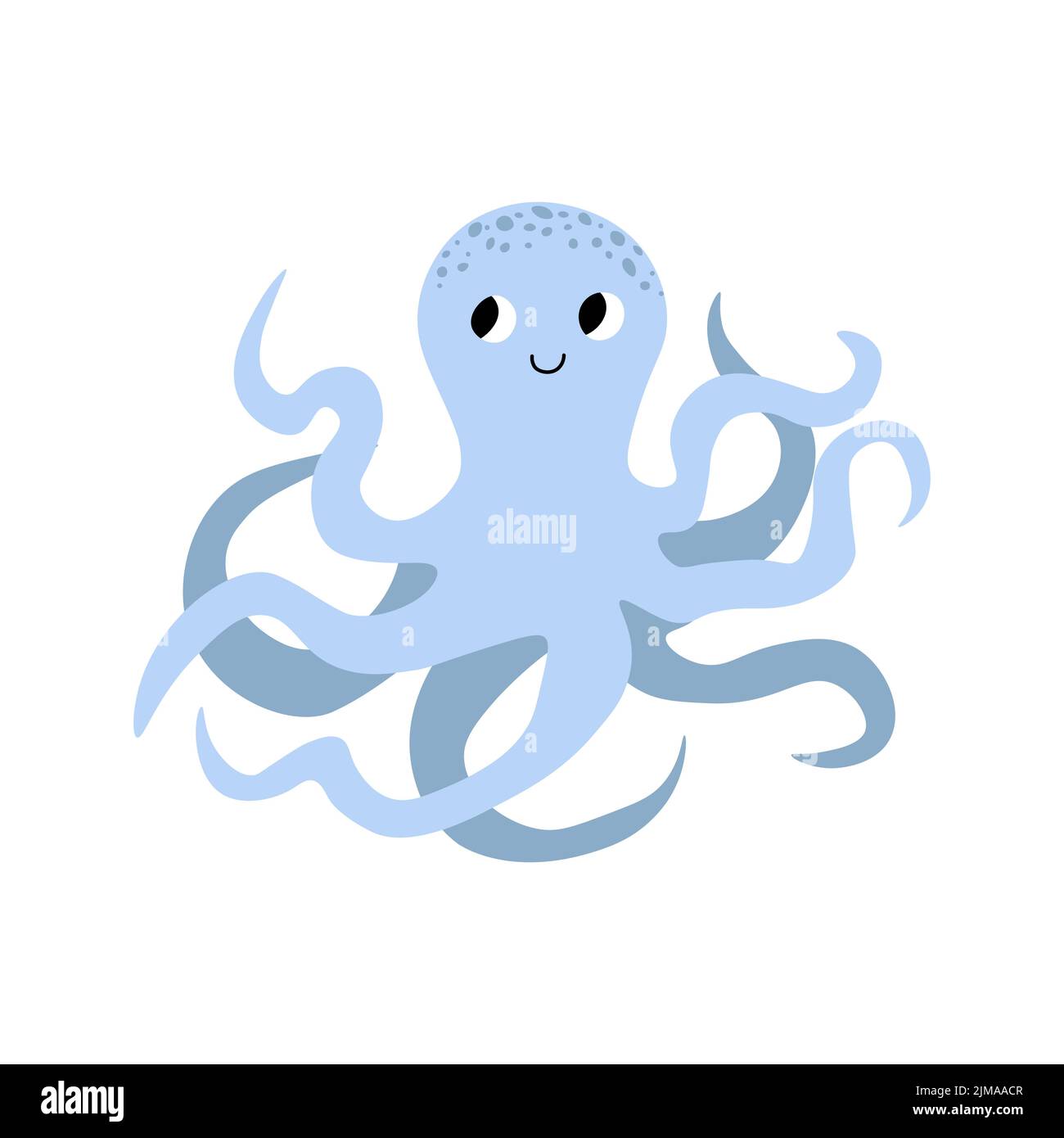 Cute vector ocean illustration with octopus.Underwater cartoon creatures.Marine animals.Cute childrens design for fabric, clothing,book, postcard Stock Vector