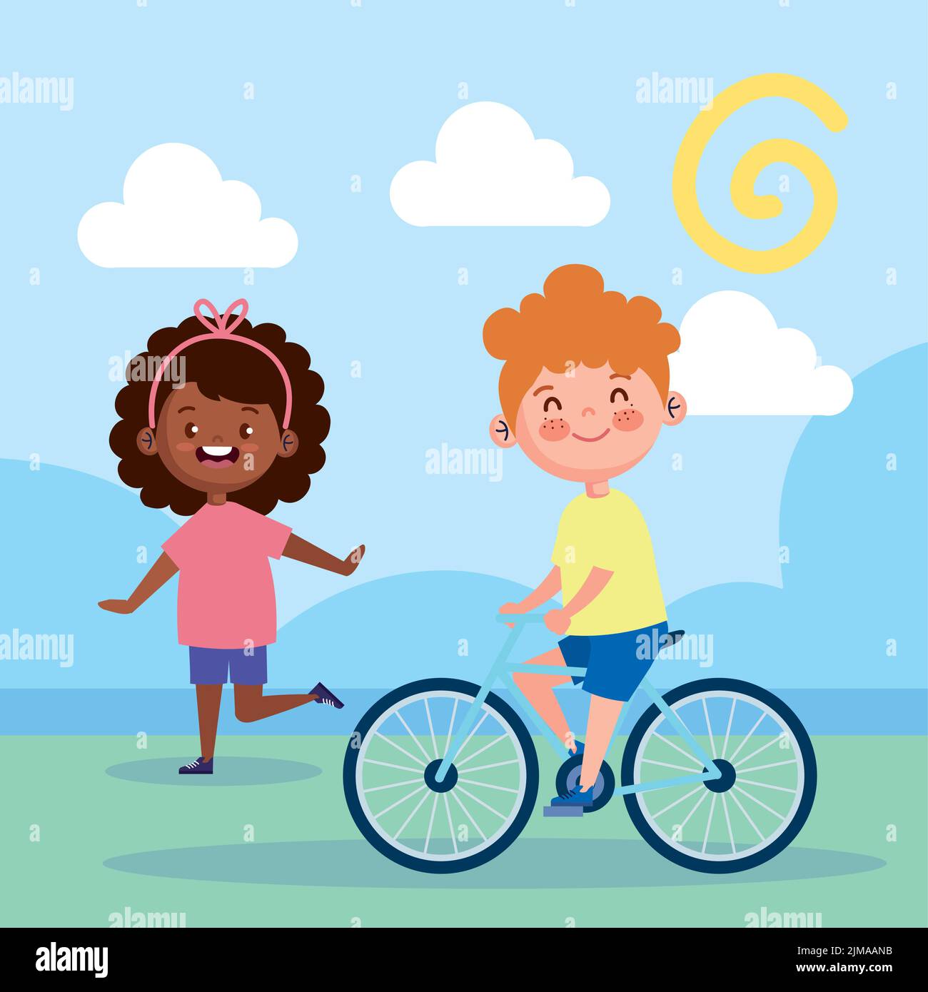 little kids couple playing Stock Vector Image & Art - Alamy