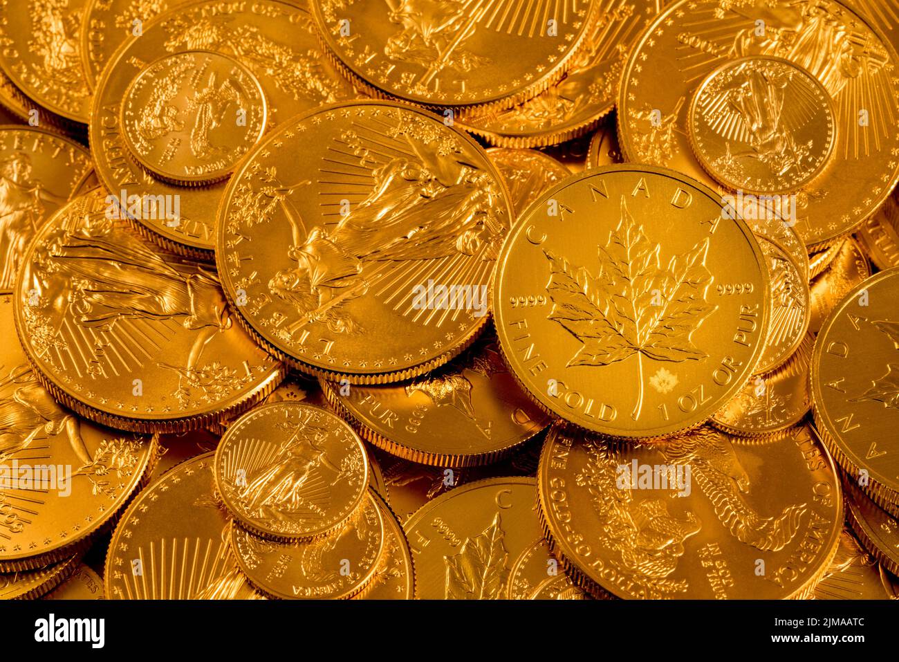 Canadian maple leaf fine gold one ounce coin Stock Photo Alamy